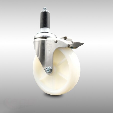 Service Caster 5 Inch 316SS Nylon Wheel Swivel 1-1/4 Inch Expanding Stem Caster Lock Brake SCC SCC-SS316TTLEX20S514-NYS-114